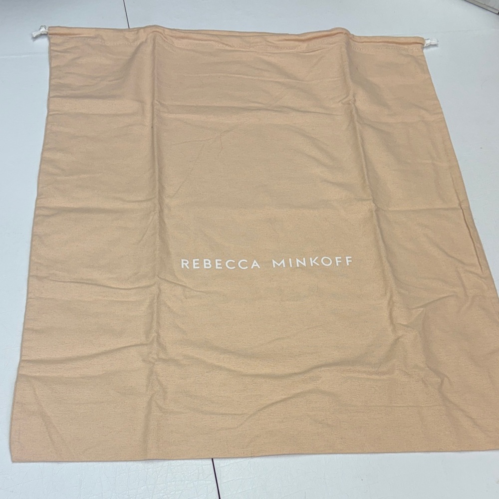 Rebecca Minkoff Beige Drawstring Dust Bag with White Logo